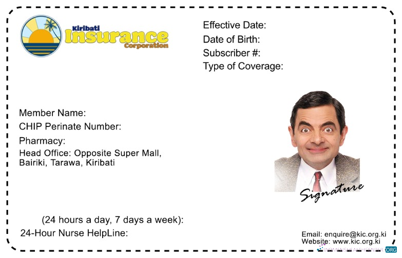 Download Kiribati health insurance card Photoshop template